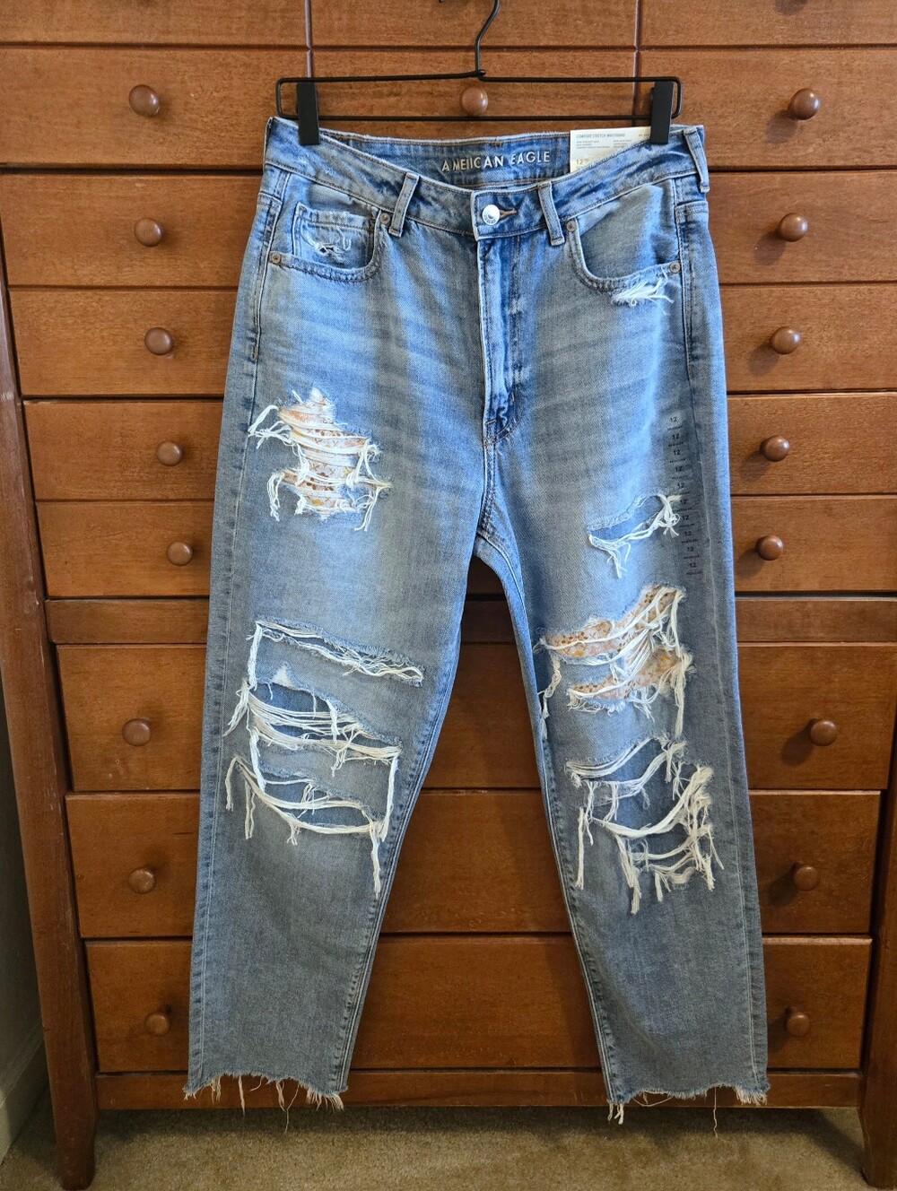 American Eagle Outfitters Patchwork Distressed Jeans Sz 12